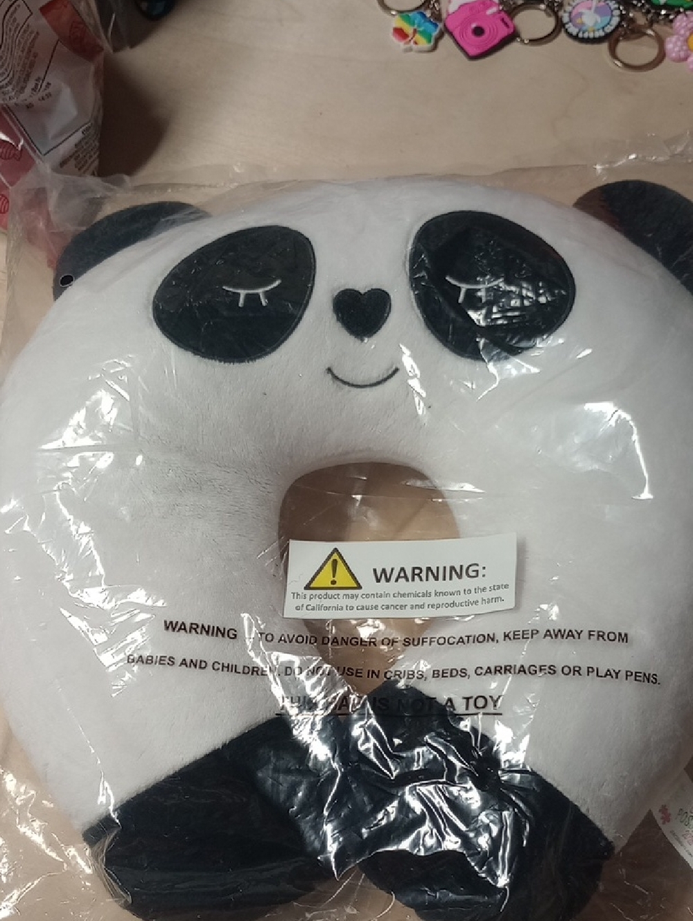 Plush Panda Neck Pillow - White & Black